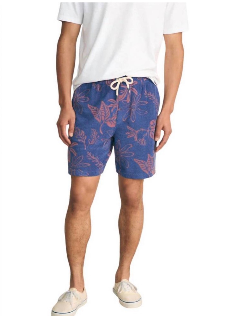Faherty Cabana Towel Terry Sweat Shorts Twilight Coral Floral Size XL Beach Pool
